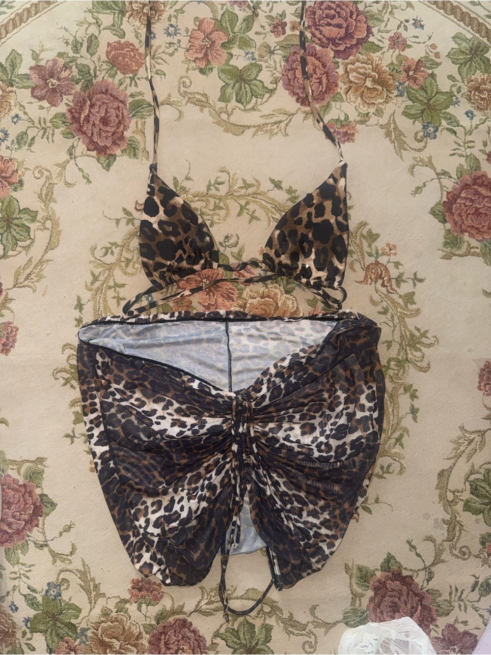 Leopard Print Two-Piece Bikini Set - Brown + Black